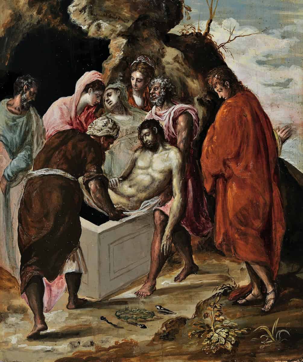 laying Jesus in tomb painting