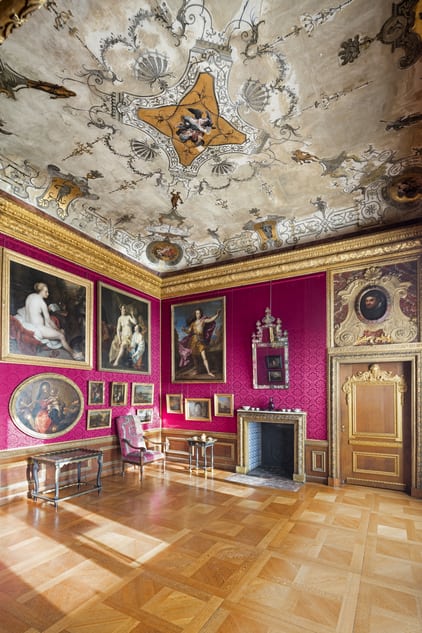 glorious royal red interior of german palace