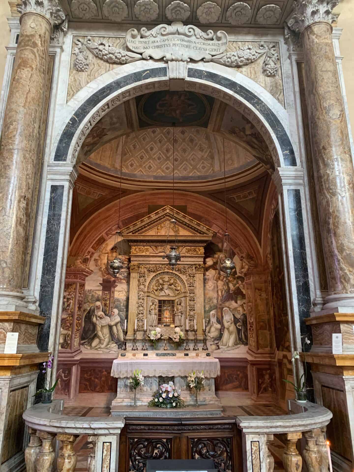 small alter inside Church of San Domenico in Siena