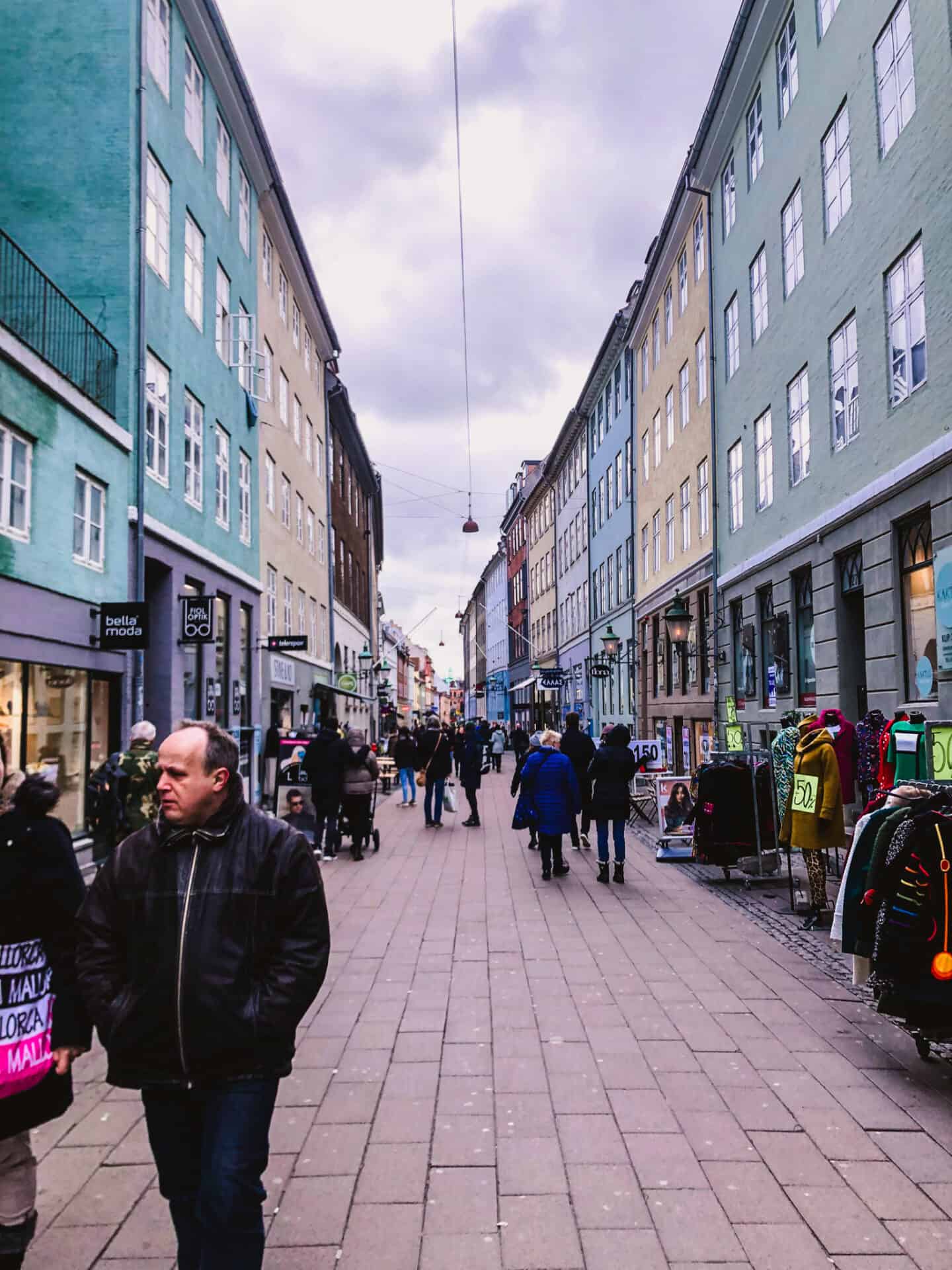 Copenhagen street with colorful buildings