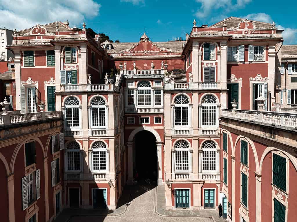 Facade of the Royal Palace of Genoa from its inner courtyard