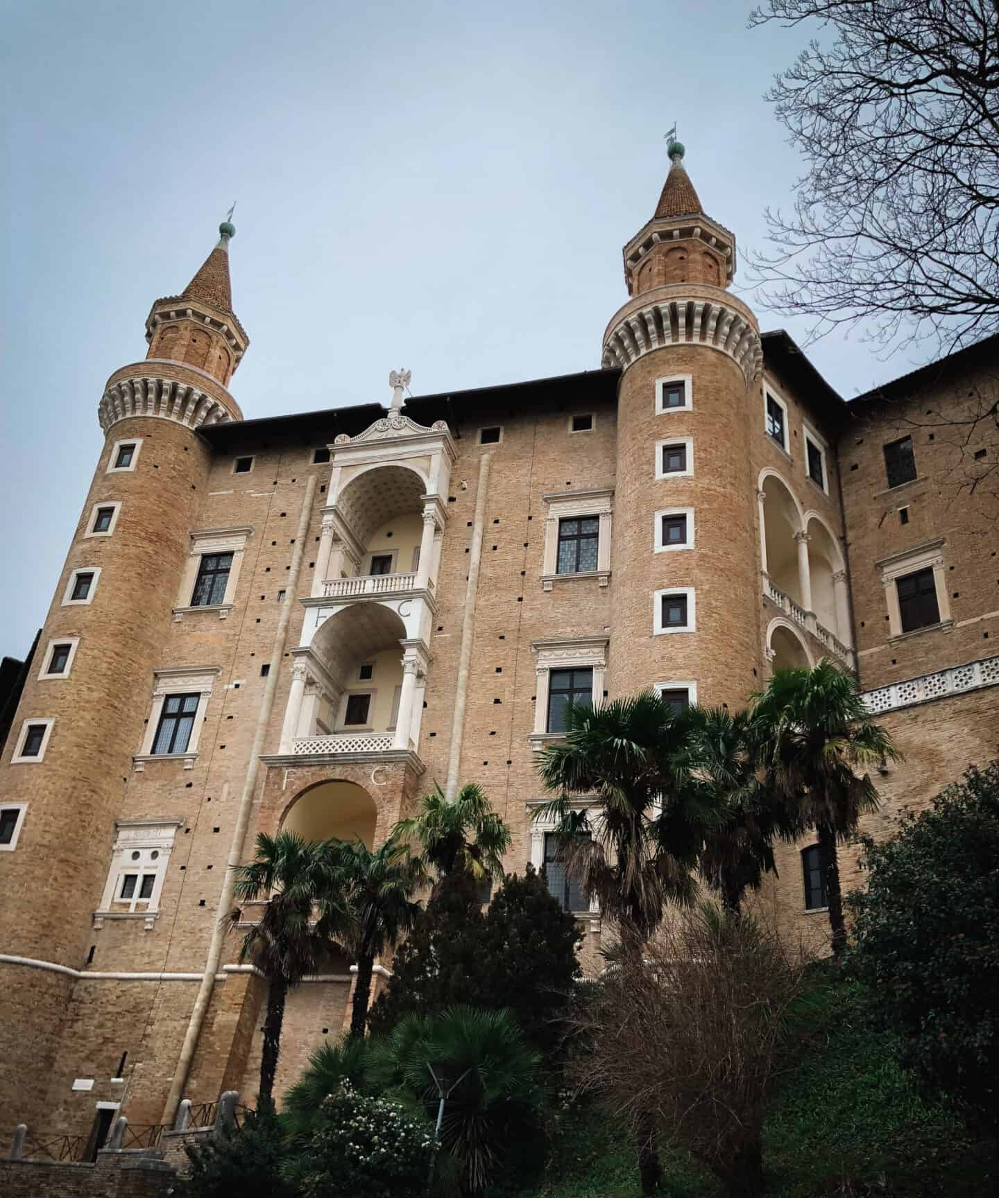 Palazzo ducale sandstone castle in Urbino Italy