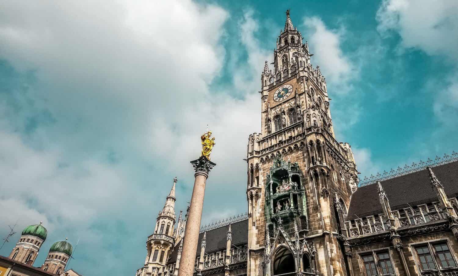 the old gothic german building marienplatz in Munich