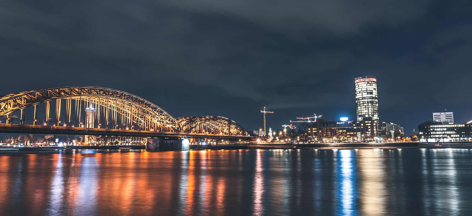 panorama photo of cologne city during night