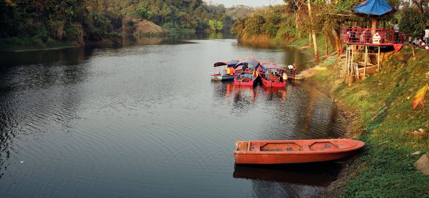 Passenger boats floating on Bhatiari lake in Chittagong