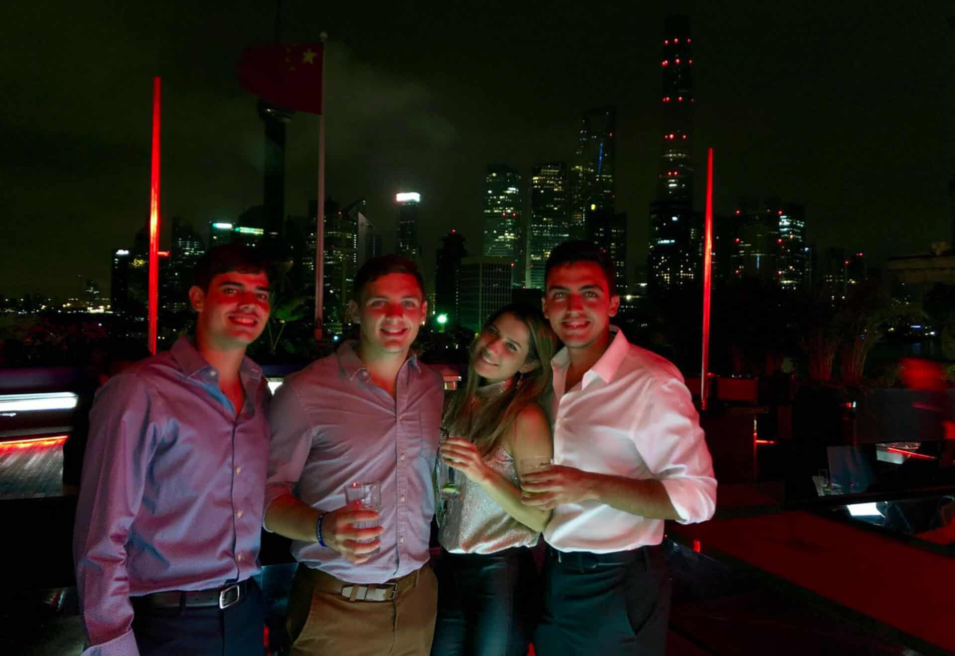 American friends at Bar Rouge rooftop in Shanghai