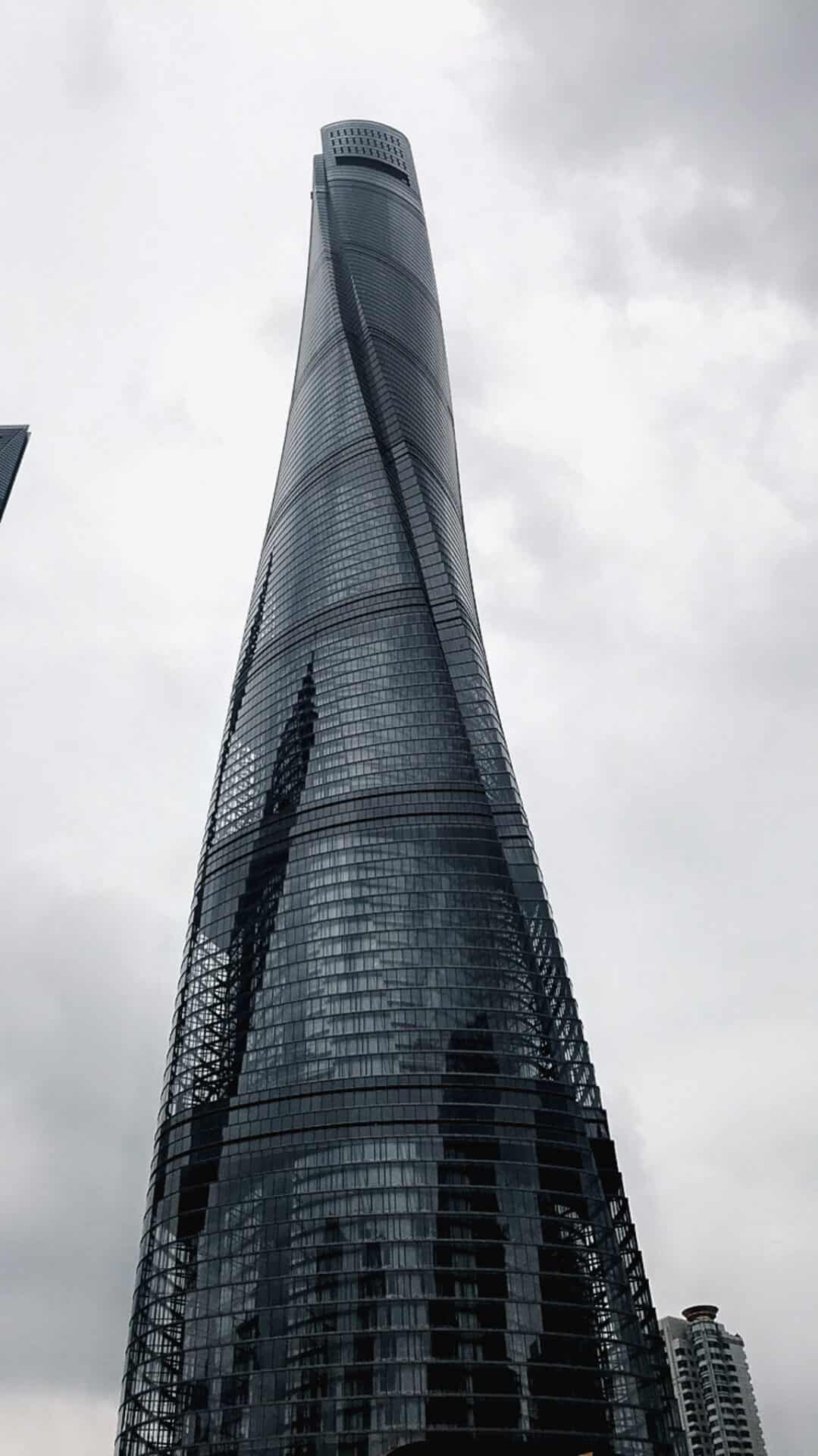 Shanghai tower on overcast moody day