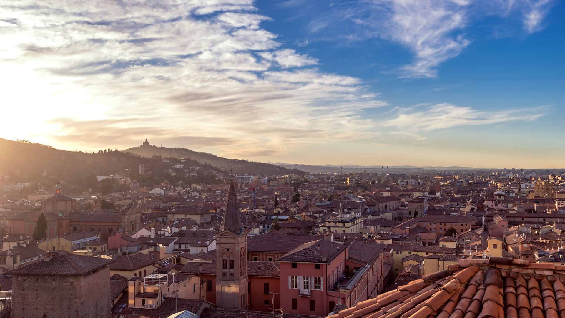 Drone shot of Bologna City in Italy