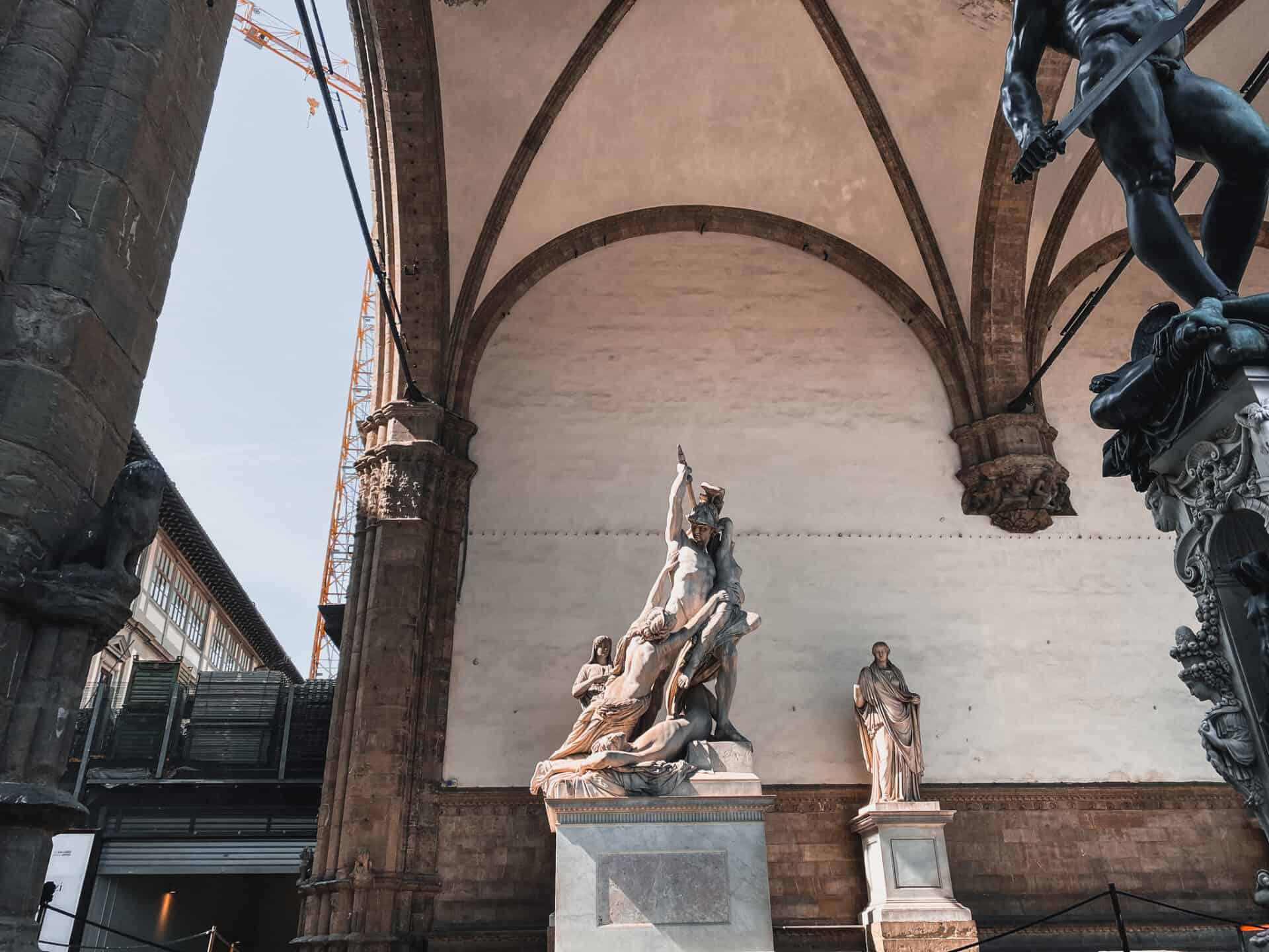Statues of soldiers in the Piazza della signoria, florence Italy