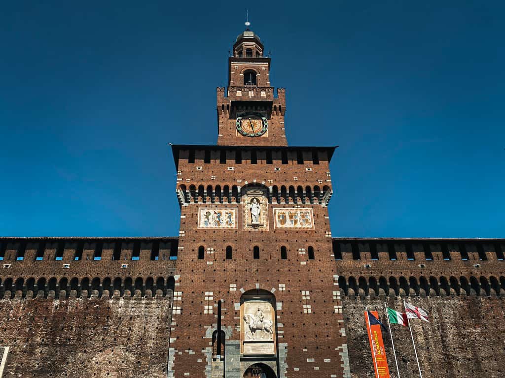 famous sforzesco castle milan italy