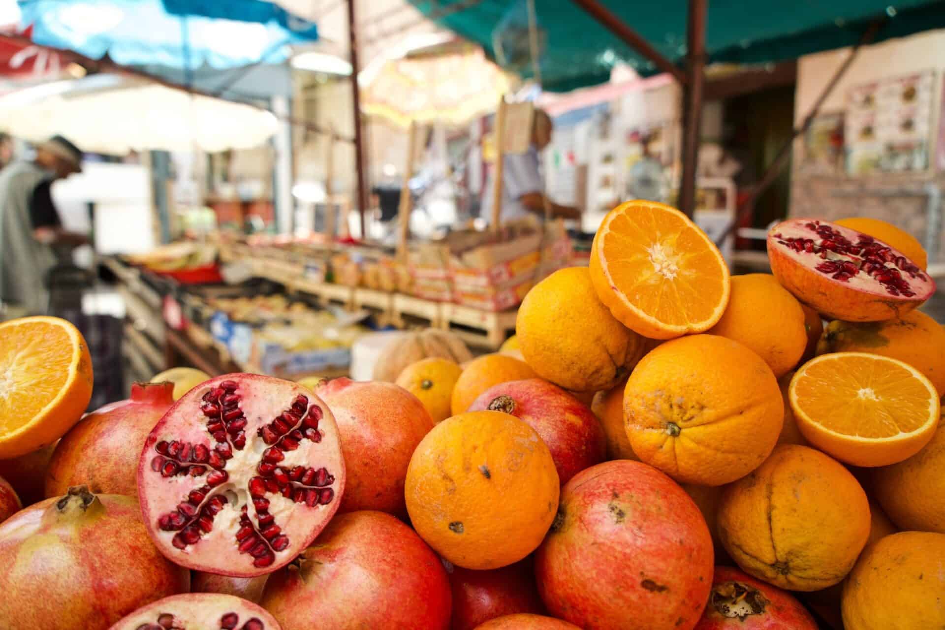 Open air food market with fruit in Palermo