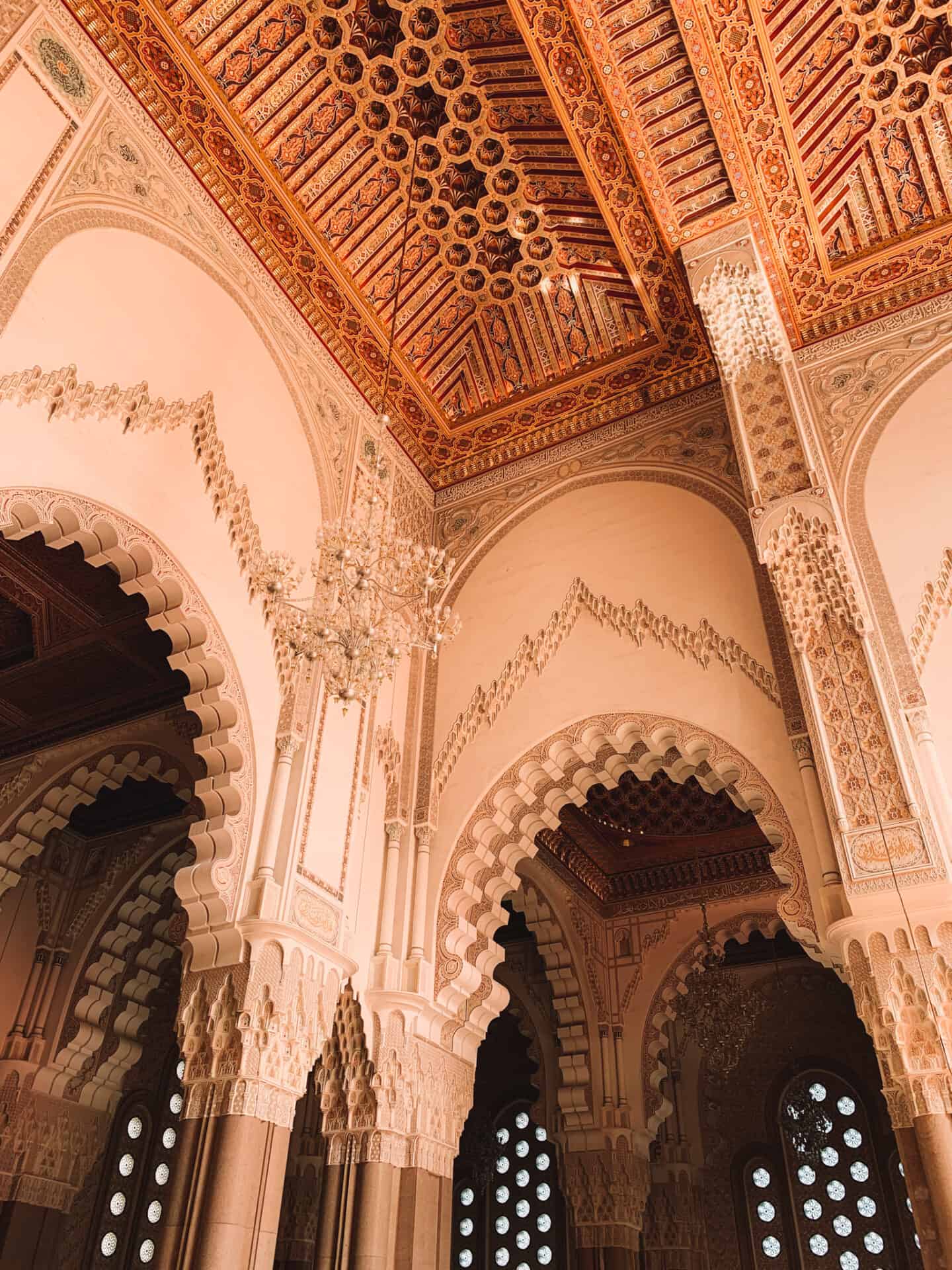 gorgeous arches in Inner courtyard of Hassan II Mosque Casablanca