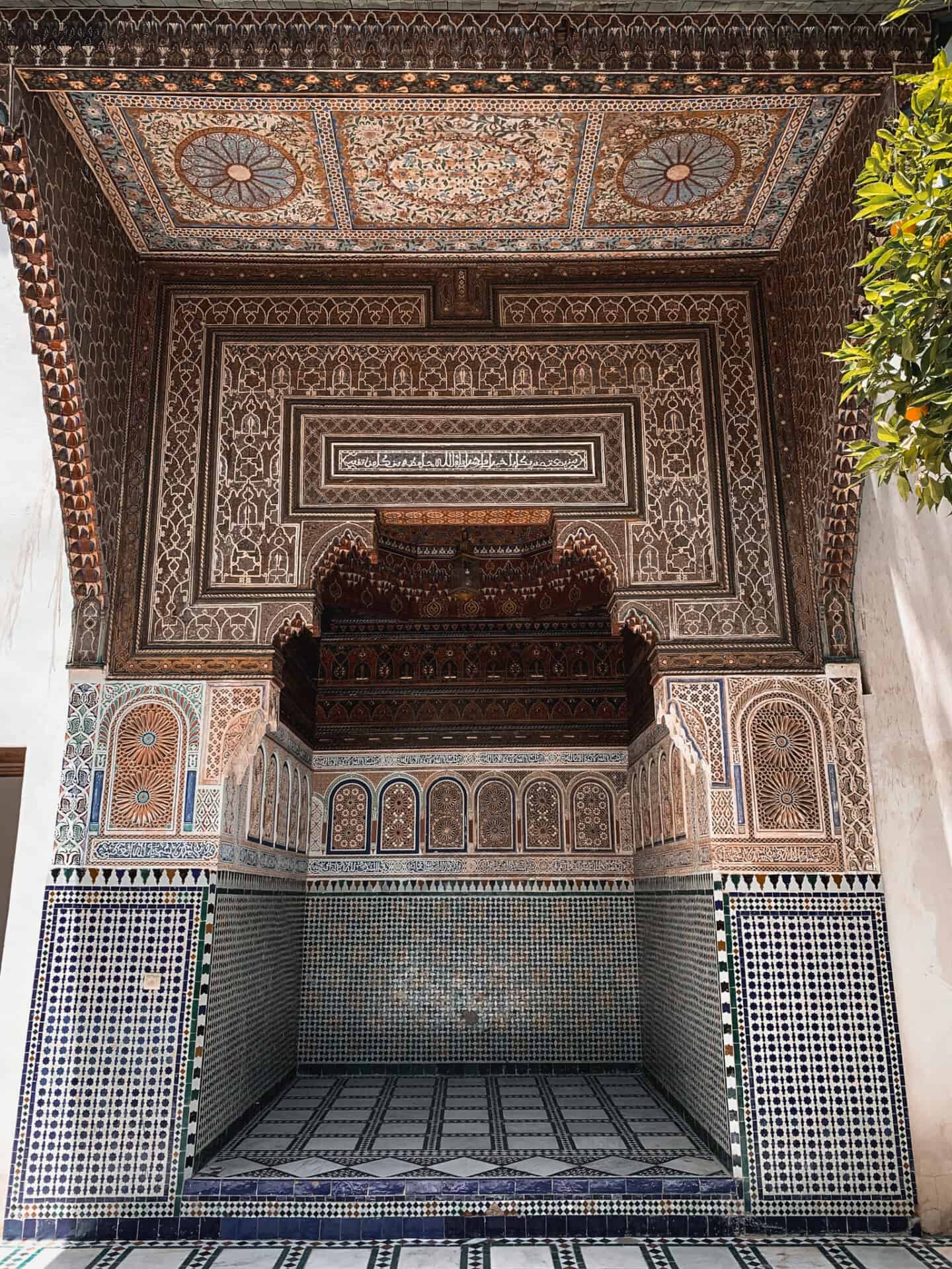 Elaborate mosaic arch in Museum Marrakech Morocco