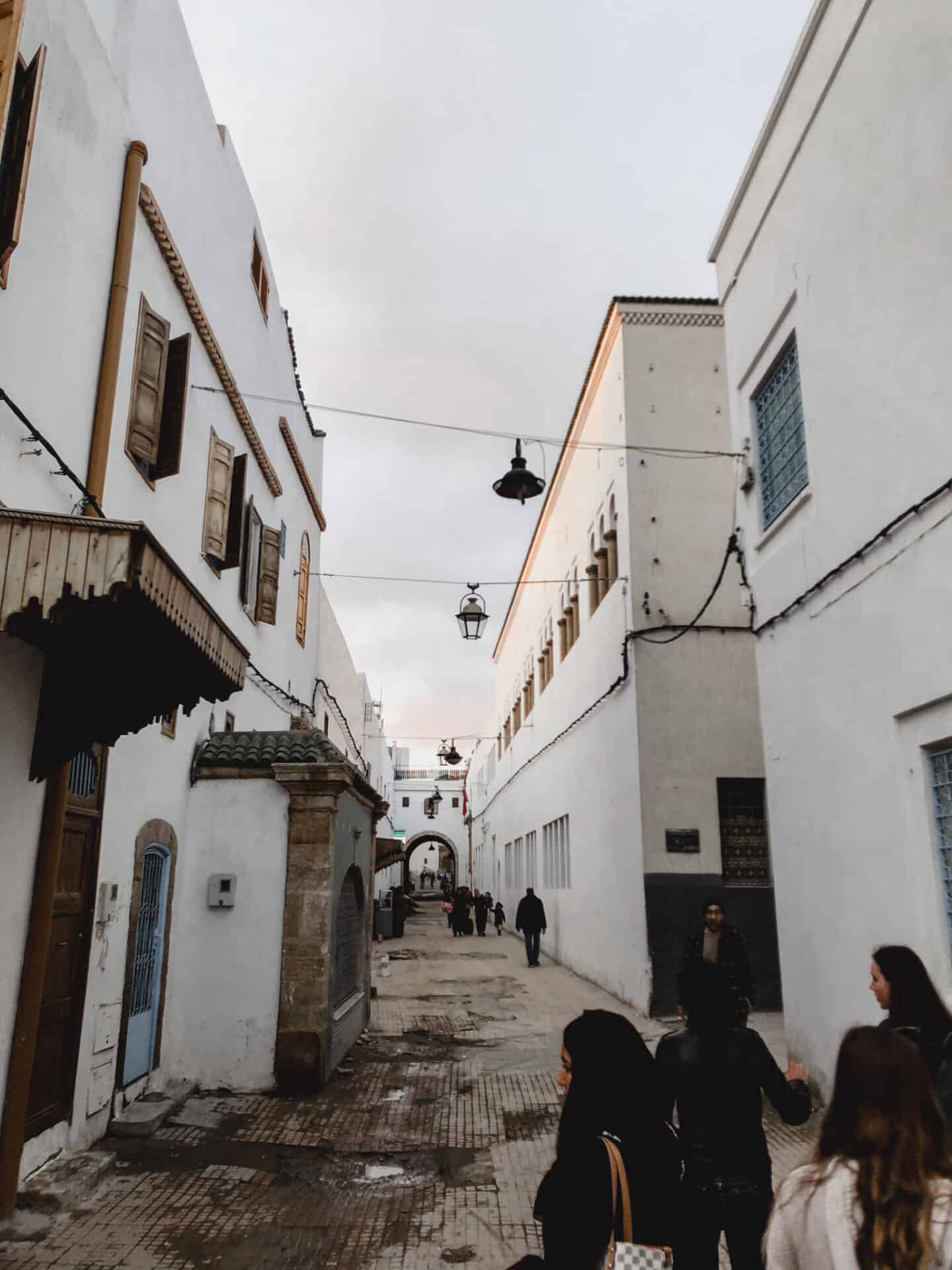 people on small street in Medina in Rabat