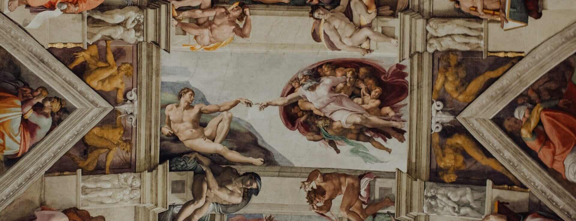 The Creation of Adam Painting on the Roof of Sistine Chapel