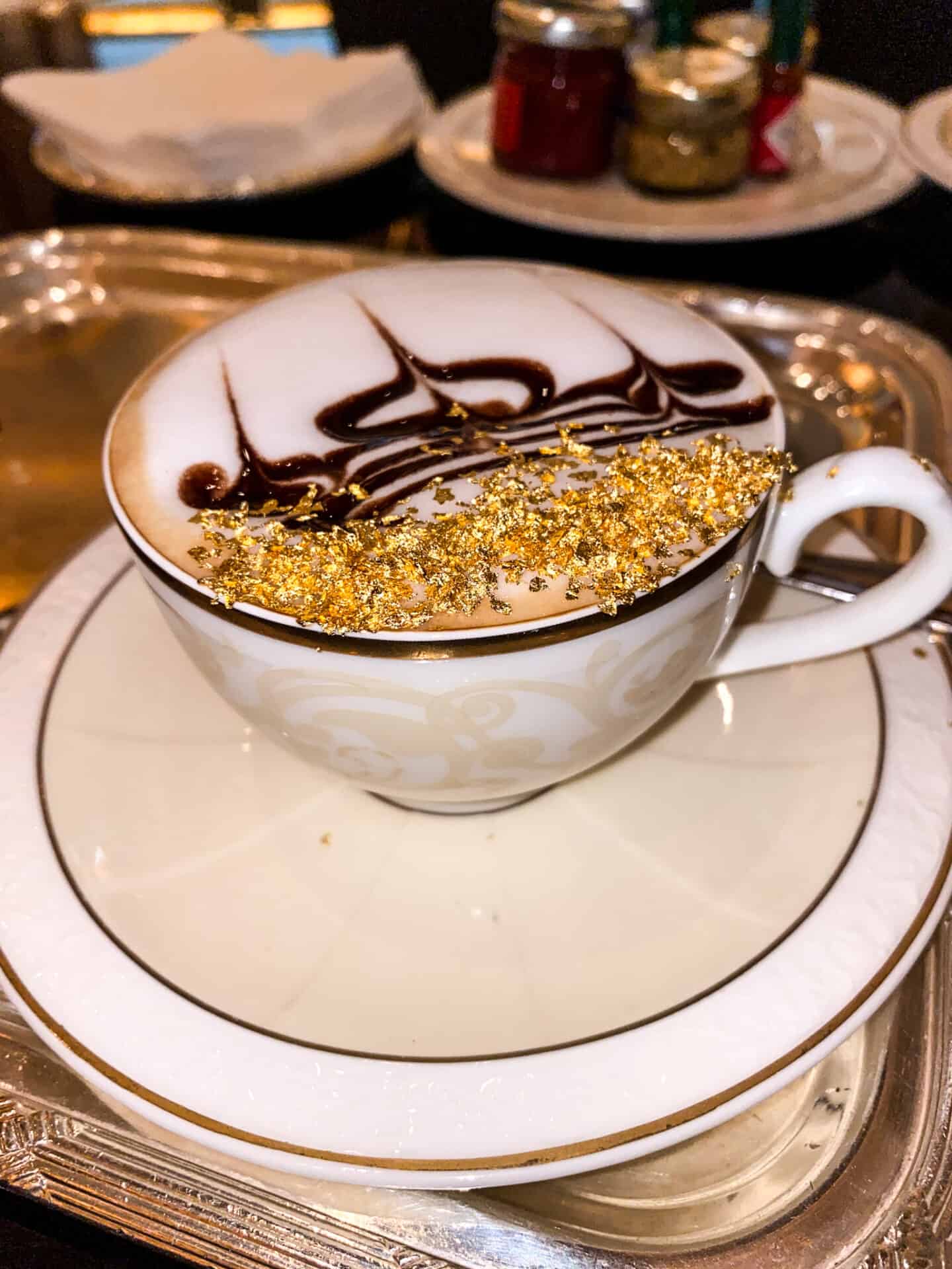 Cappuccino with gold flakes at the Royal Palace in Abu Dhabi