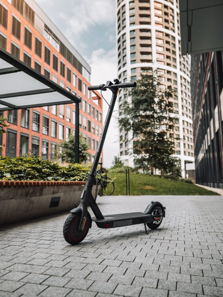 electronic scooter parked in the city