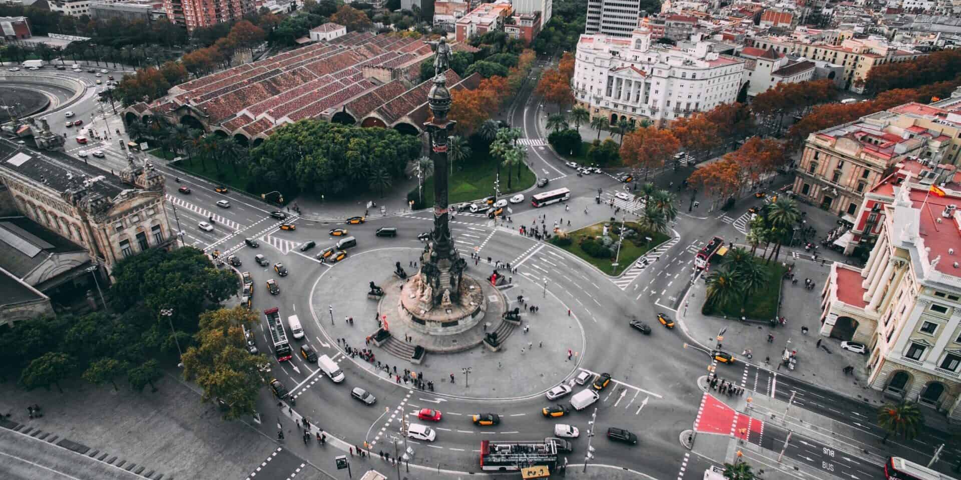 Central traffic circle in Barcelona