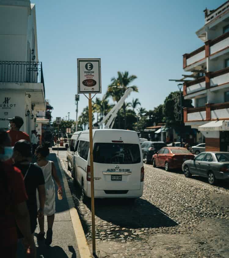 Colectivo parked on a street in Playa del Carmen