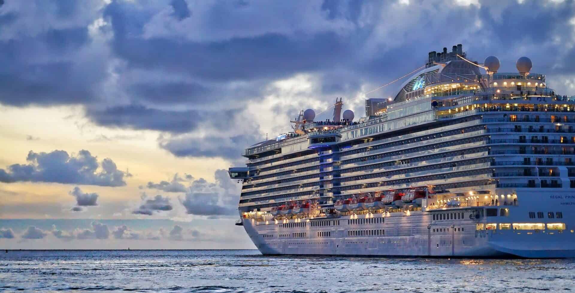 Cruise Ship in the Caribbean Sea on a cloudy day