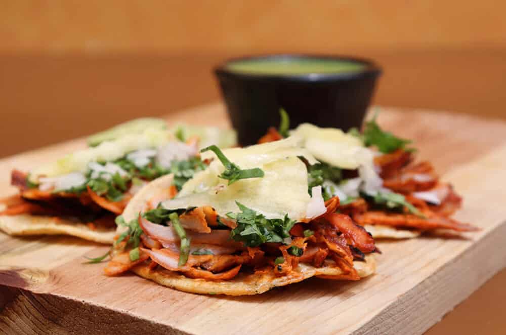 Tacos al Pastor served at Las Ranas Taqueria in Puebla