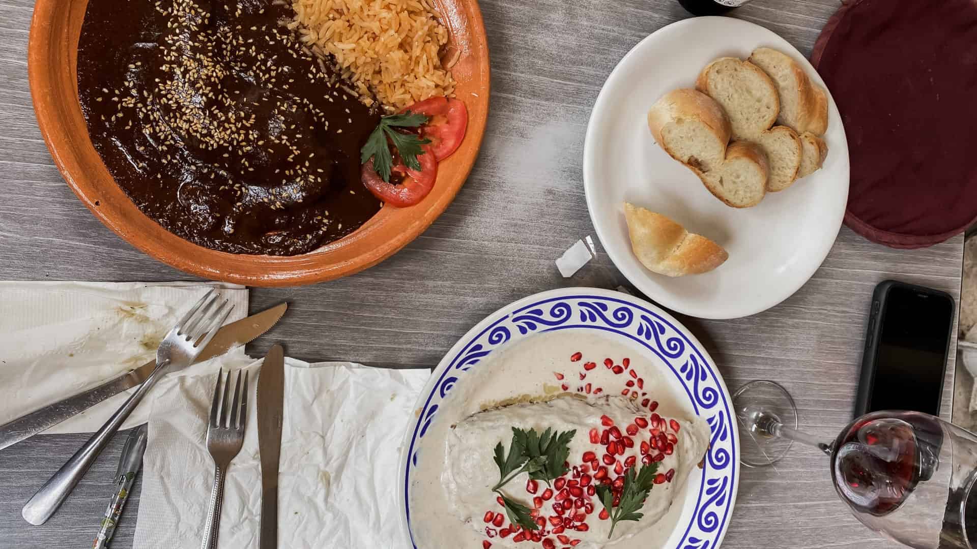 table with mexican traditional dishes