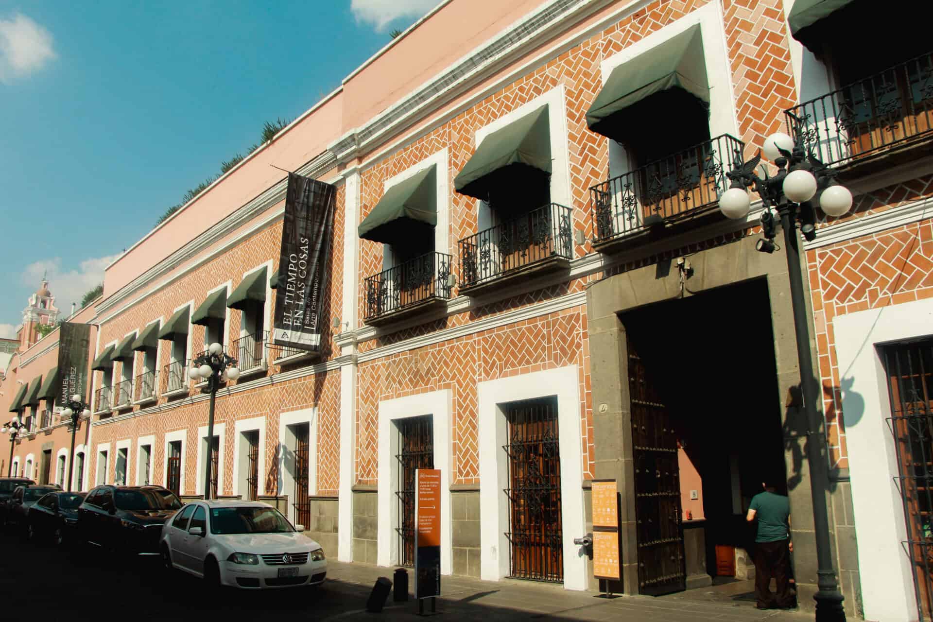 Image of the Museo Amparo's brick wall in Puebla