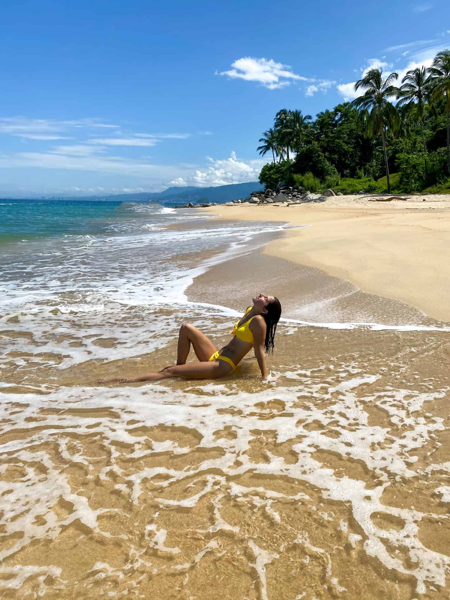 woman basking on the beach