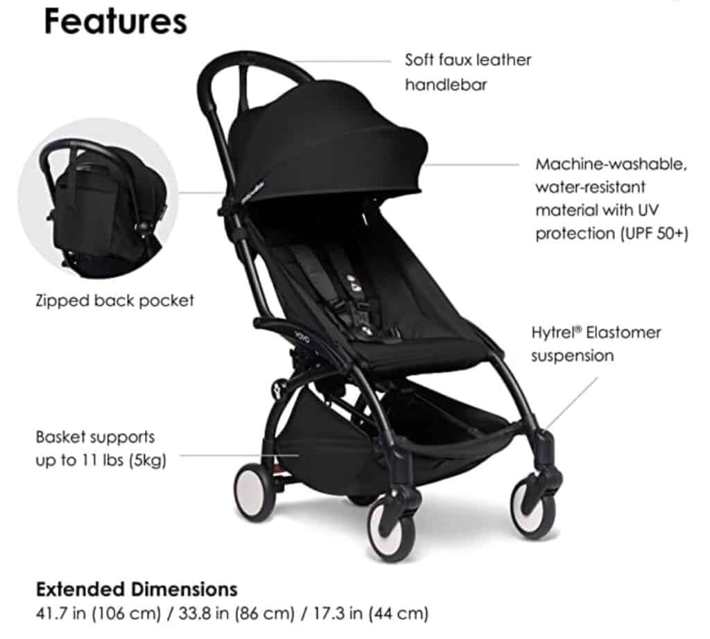 yoyo babyzen travel stroller in black