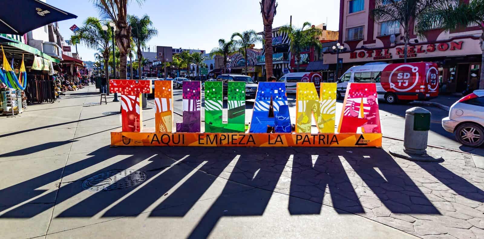 colored Tijuana letter sign in the street