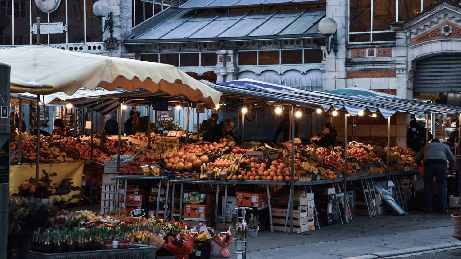 Local fresh food market in France