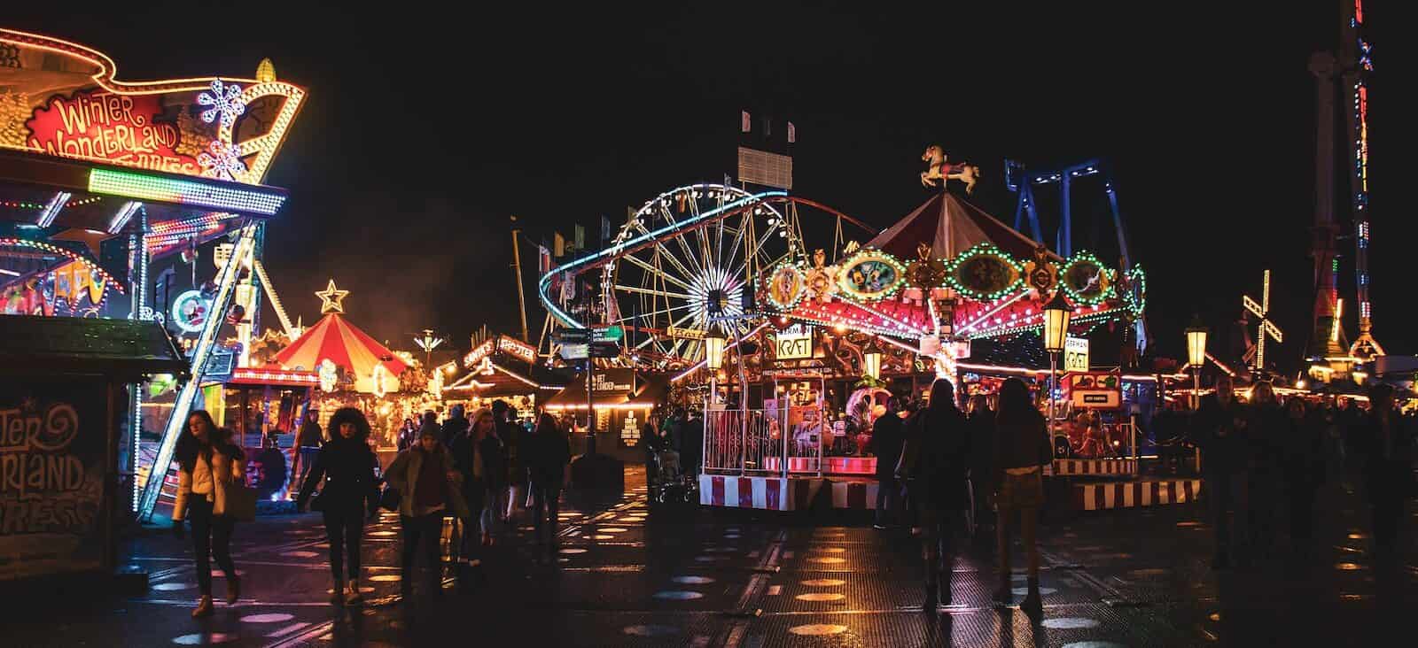 broadway at the beach amusement park photo at night