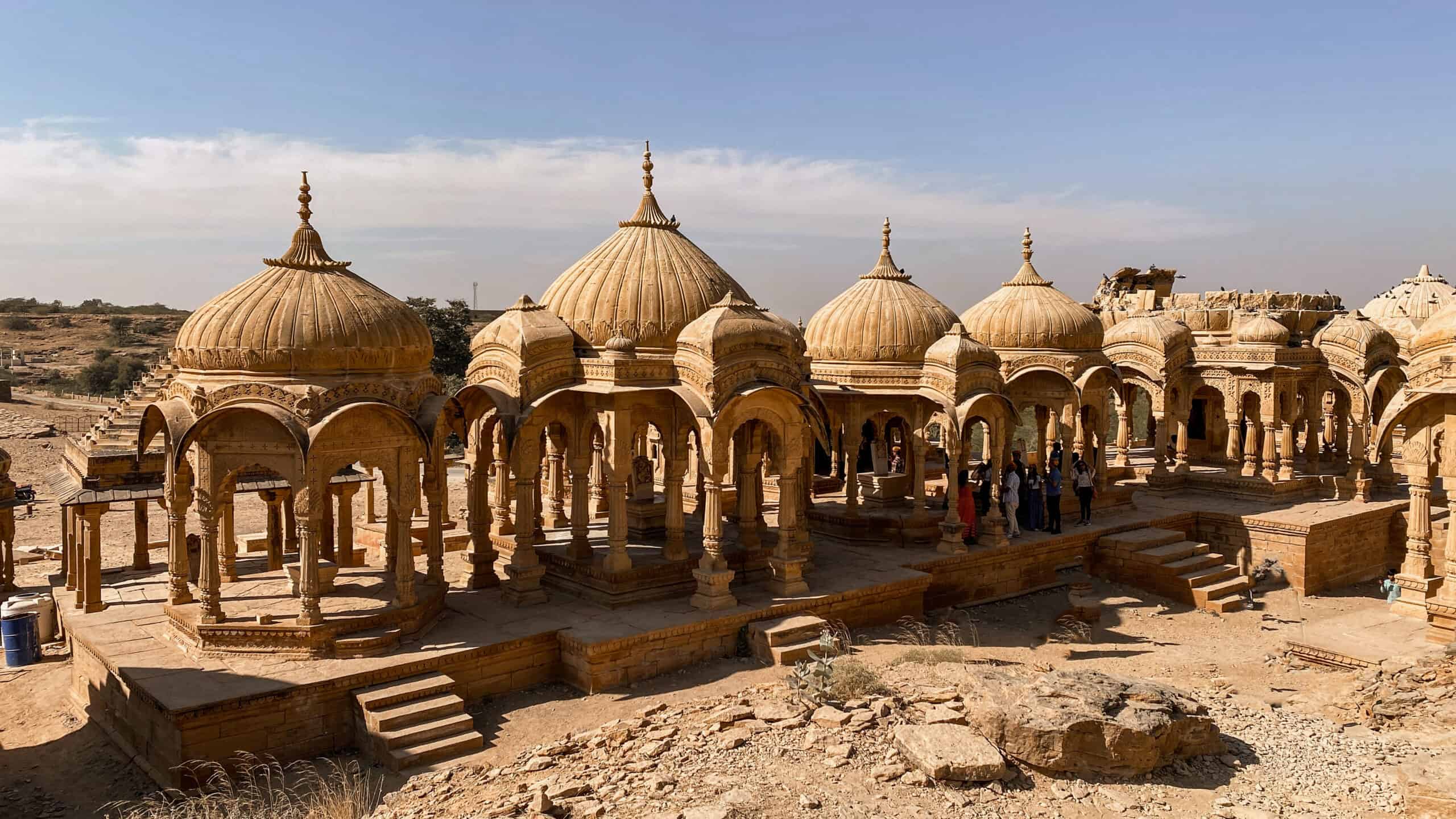 aerial view of bada bagh temple in jaisalmer india