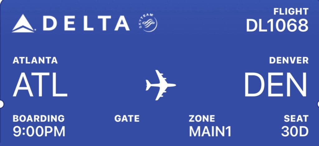 Delta Airlines blue Mobile Boarding Pass