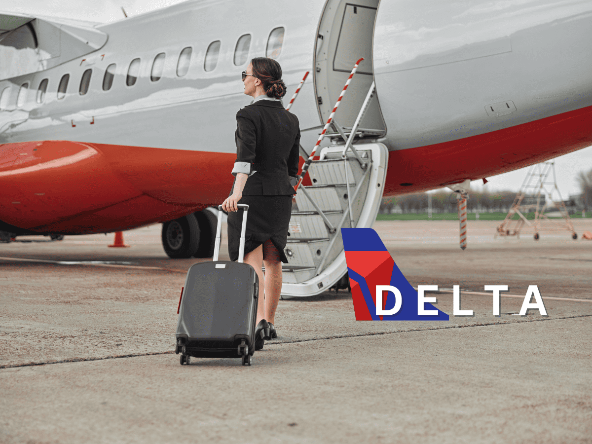 woman rolling a suitcase onto a plane