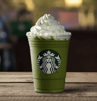 Green tea starbucks frappuccino with whipped cream