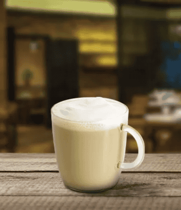 A starbucks latte in a mug