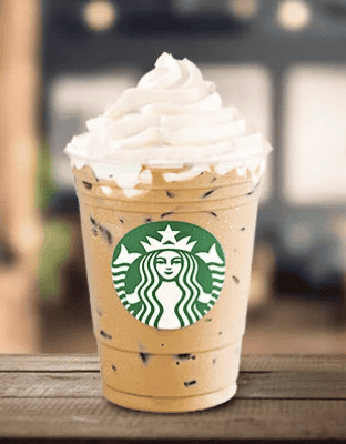 an iced starbucks coffee with whipped cream